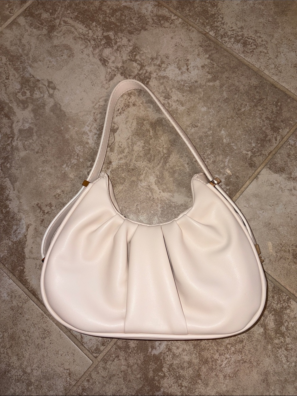 Cream Pleated Shoulder Bag for Women
